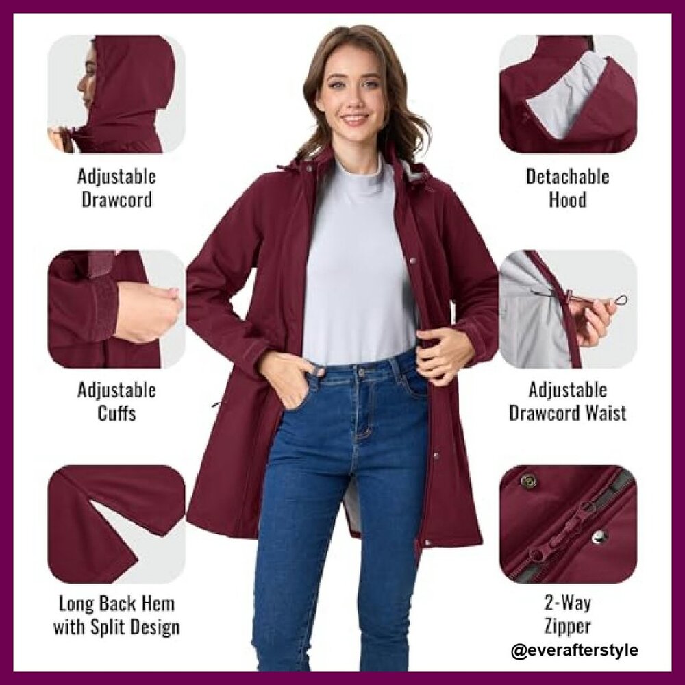 Long Fleece Lined Jacket Windproof Insulated Hood… - image 7